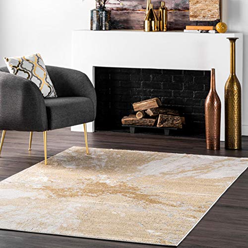 nuLOOM Cyn Abstract Area Rug, 5' Square, Gold