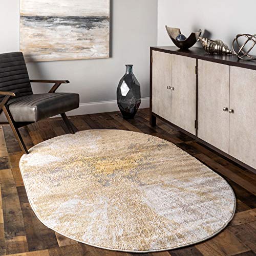 nuLOOM Cyn Abstract Area Rug, 5' Square, Gold