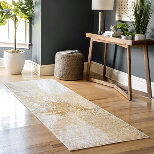 nuLOOM Cyn Abstract Area Rug, 5' Square, Gold