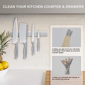 12 Inch Magnetic Knife Strip, Premium Stainless Steel Wall Mounted Kitchen Knives Bar,Space-Saving Powerful No Drilling Magnetic Knife Rack for Home Kitchen Utensil Holder & Tool Holder