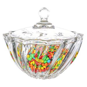 comsaf large glass candy dish with lid, clear covered candy bowl, crystal candy jar for home kitchen office table, set of 1