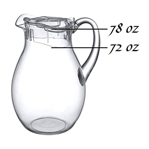 Amazing Abby - Bubbly - Acrylic Pitcher (72 oz), Clear Plastic Water Pitcher with Lid, Fridge Jug, BPA-Free, Shatter-Proof, Great for Iced Tea, Sangria, Lemonade, Juice, Milk, and More