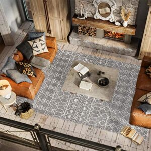 JONATHAN Y MOH209B-3 Izil Moroccan Beni Souk Indoor Farmhouse Area-Rug Bohemian Minimalistic Geometric Easy-Cleaning Bedroom Kitchen Living Room Non Shedding, 3 X 5, Gray,Cream