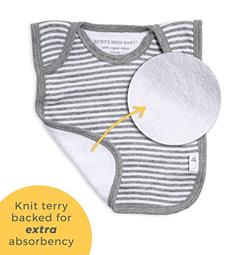 Burt's Bees Baby Bibs, 5-Pack Lap-Shoulder Drool Cloths, 100% Organic Cotton with Absorbent Terry Towel Backing (Watercolor Daylily)