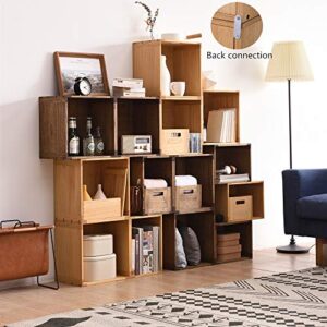 KIRIGEN Stackable Wood Storage Cube/Basket/Bins Organizer for Home Books Clothes Toy - Modular Open Cubby Storage System - Office Bookcase Shelves C15-NA