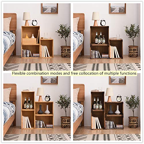 KIRIGEN Stackable Wood Storage Cube/Basket/Bins Organizer for Home Books Clothes Toy - Modular Open Cubby Storage System - Office Bookcase Shelves C15-NA