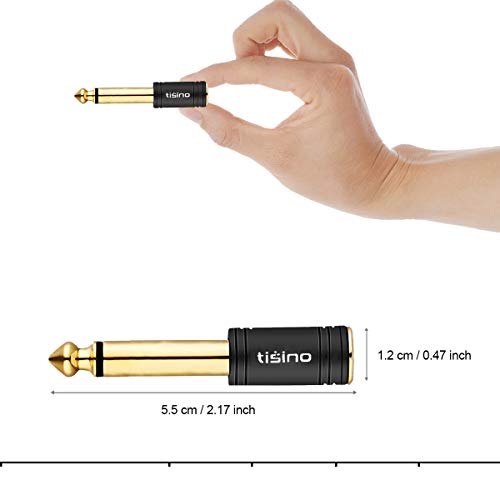 tisino 1/4 Mono to 3.5mm Stereo Adapter, Gold Plated 6.35mm TS Male to 1/8 inch TRS Female Audio Connector - Black, 1 Pack