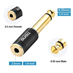 tisino 1/4 Mono to 3.5mm Stereo Adapter, Gold Plated 6.35mm TS Male to 1/8 inch TRS Female Audio Connector - Black, 1 Pack