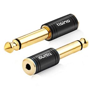 tisino 1/4 Mono to 3.5mm Stereo Adapter, Gold Plated 6.35mm TS Male to 1/8 inch TRS Female Audio Connector - Black, 1 Pack