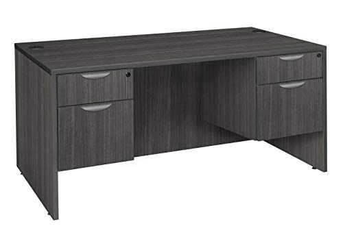 Regency Legacy Double Pedestal Desk with Four Drawers, 60", Ash Grey