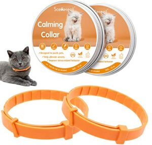 calming collar for cats - 2 pack adjustable natural pheromone kitten collars reduce anxiety