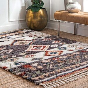 nuloom rosemarie southwestern moroccan shag accent rug, 2' x 3', grey
