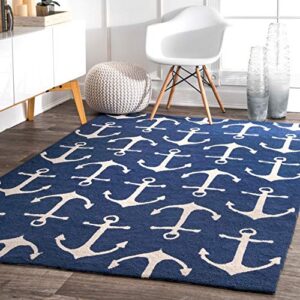 nuloom despina hand hooked indoor/outdoor accent rug, 2' x 4', navy