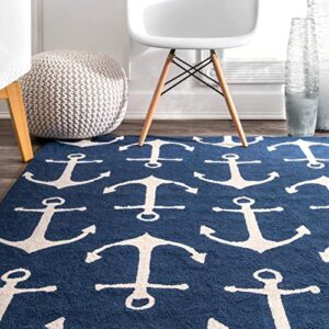 nuLOOM Despina Hand Hooked Indoor/Outdoor Accent Rug, 2' x 4', Navy