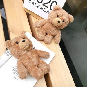 AirPods Case Soft TPU Fluffy Plush Brown Teddy Bear Toy Doll Cover with Bag Hook for Apple AirPods1 AirPods2 1 2 3D Cartoon Dreamy Cute Lovely Warm Comfortable Cozy Kids Girls