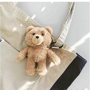 AirPods Case Soft TPU Fluffy Plush Brown Teddy Bear Toy Doll Cover with Bag Hook for Apple AirPods1 AirPods2 1 2 3D Cartoon Dreamy Cute Lovely Warm Comfortable Cozy Kids Girls