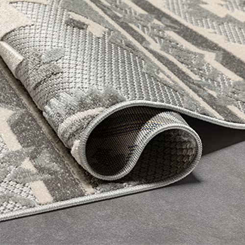 Well Woven Dorado Mamba Grey Tribal Southwestern 5'3" x 7'3" High-Low Indoor/Outdoor Area Rug