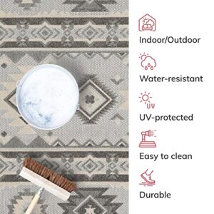 Well Woven Dorado Mamba Grey Tribal Southwestern 5'3" x 7'3" High-Low Indoor/Outdoor Area Rug