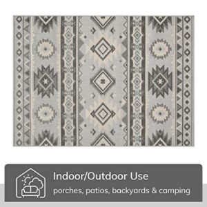 Well Woven Dorado Mamba Grey Tribal Southwestern 5'3" x 7'3" High-Low Indoor/Outdoor Area Rug