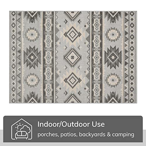 Well Woven Dorado Mamba Grey Tribal Southwestern 5'3" x 7'3" High-Low Indoor/Outdoor Area Rug