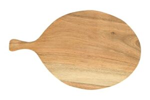 creative co-op df3134 round acacia wood cheese handle cutting board, 10.25", brown