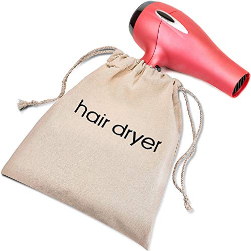 luzen 1 Piece Hair Dryer Bags Storage Organizer Hair Dryer Bags Cotton Drawstring Bag Container Hairdryer Bag Dark Gray