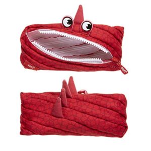 zipit dino pencil case for boys | pencil pouch for school, college and office | pencil bag for kids (red)