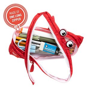 ZIPIT Dino Pencil Case for Boys | Pencil Pouch for School, College and Office | Pencil Bag for Kids (Red)