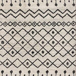 JONATHAN Y MOH208A-8 Aksil Moroccan Beni Souk Indoor Farmhouse Area-Rug Bohemian Minimalistic Geometric Easy-Cleaning Bedroom Kitchen Living Room Non Shedding, 8 ft x 10 ft, Cream/Black