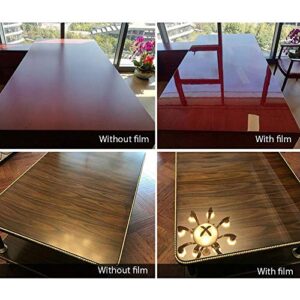 HOHOFILM Self Adhesive Clear Table Protective Film for Dining Room 27.5" x16ft Table Heat Resistance Waterproof Protection Cover for Kitchen Dining Table,Countertop,Wood Table