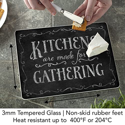 CounterArt Chalk It Up 3mm Heat Tolerant Tempered Glass Cutting Board 10” x 8” Manufactured in the USA Dishwasher Safe