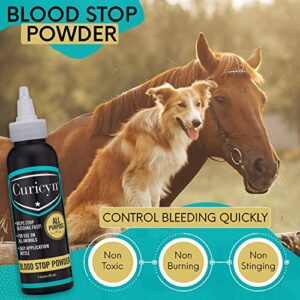 Curicyn Blood Stop Powder - Quick Clotting Styptic Powder for Dogs, Cats, Pigs, Horses, and Pets – All Natural Quick Clot Stop Bleeding Powder for Dog Nails and Minor to Severe External Wounds (3 oz)