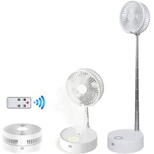 pracmanu telescopic folding fan 4 speeds humidifier/night light/remote control portable mini fan usb rechargeable floor table top for home office desk outdoor camping picnic