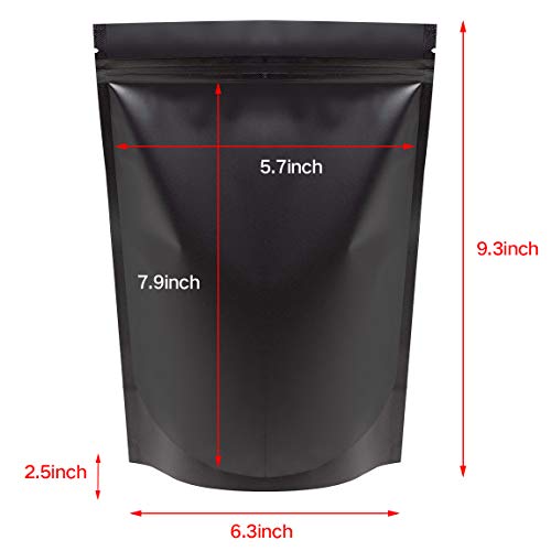 YunKo 100 PACK Black Mylar Bags for Food Storage Resealable Bags for Small Business(6x9 Inches)