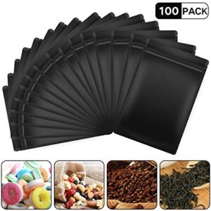 YunKo 100 PACK Black Mylar Bags for Food Storage Resealable Bags for Small Business(6x9 Inches)