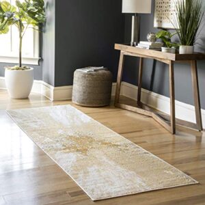 nuloom cyn contemporary abstract runner rug, 2' 6" x 6', gold