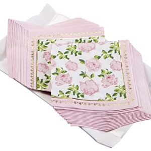 Kate Aspen Vintage Floral Tea Party Napkins - Pink (Set of 30) - Perfect for Weddings, Bridal Showers, Baby Showers, Birthdays