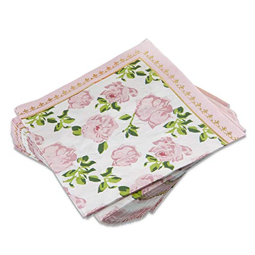 Kate Aspen Vintage Floral Tea Party Napkins - Pink (Set of 30) - Perfect for Weddings, Bridal Showers, Baby Showers, Birthdays