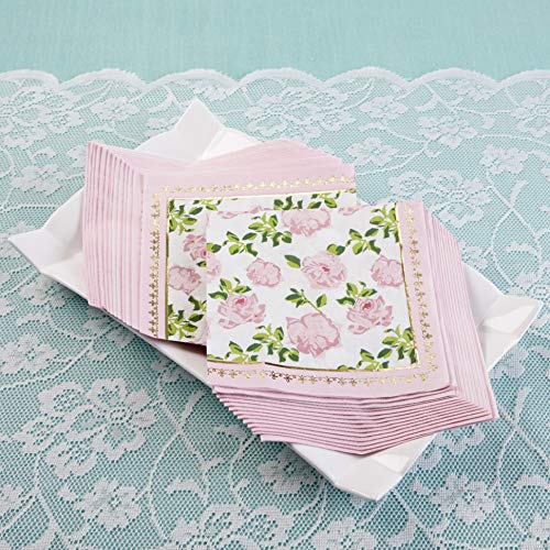 Kate Aspen Vintage Floral Tea Party Napkins - Pink (Set of 30) - Perfect for Weddings, Bridal Showers, Baby Showers, Birthdays