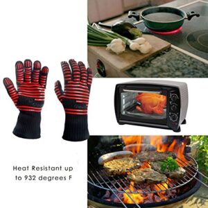 DYZDHeat Resistant Cooking Baking Gloves for Cooking, Barbecue(Red 1 Pair)