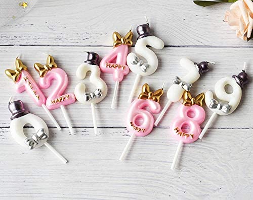 QQYL Gold 3 Candle Birthday Girl,Pink Third 3th Birthday Candle Girl for Cake Topper, Number 3 Cake Topper Gold, 3th Birthday Party Decoration for Three 3 Year Old Party Cake Candle (Style7, Number 3)