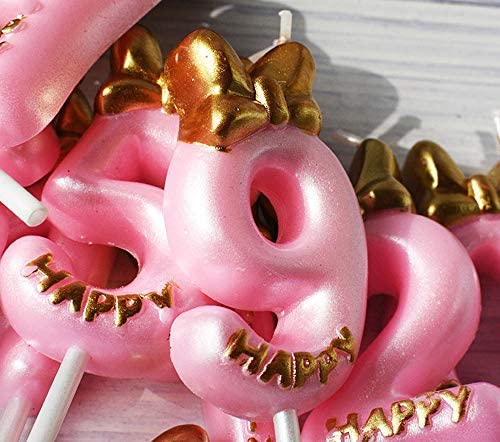 QQYL Gold 3 Candle Birthday Girl,Pink Third 3th Birthday Candle Girl for Cake Topper, Number 3 Cake Topper Gold, 3th Birthday Party Decoration for Three 3 Year Old Party Cake Candle (Style7, Number 3)