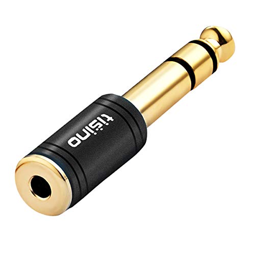 tisino 3.5mm to 1/4 Stereo Adapter, 1/8 inch Female to 1/4 inch Male Aux Jack Converter Headphone Adapter - Black, 1PCS