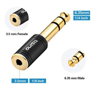 tisino 3.5mm to 1/4 Stereo Adapter, 1/8 inch Female to 1/4 inch Male Aux Jack Converter Headphone Adapter - Black, 1PCS
