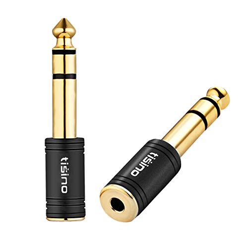 tisino 3.5mm to 1/4 Stereo Adapter, 1/8 inch Female to 1/4 inch Male Aux Jack Converter Headphone Adapter - Black, 1PCS