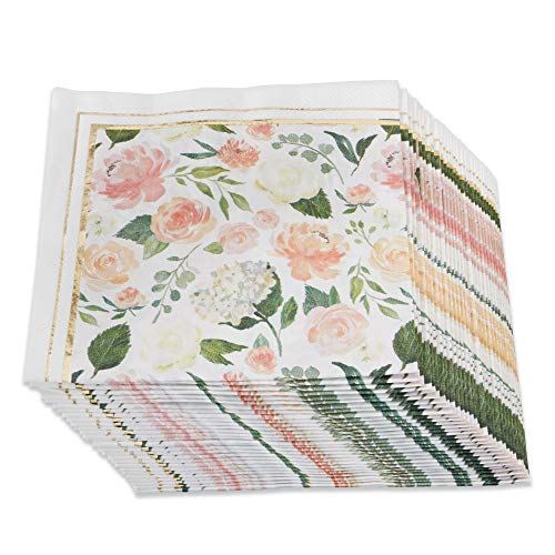 Kate Aspen Brunch Floral Decorative Paper Cocktail Napkins (Set of 30) Luncheon Serveware, 2 ply, Perfect for Bridal Showers