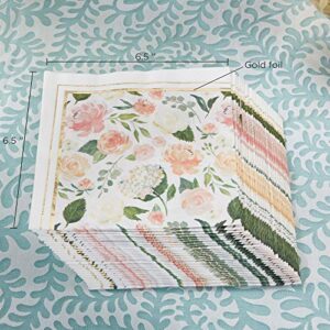 Kate Aspen Brunch Floral Decorative Paper Cocktail Napkins (Set of 30) Luncheon Serveware, 2 ply, Perfect for Bridal Showers