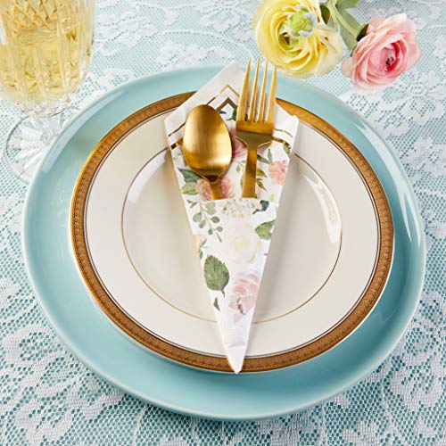 Kate Aspen Brunch Floral Decorative Paper Cocktail Napkins (Set of 30) Luncheon Serveware, 2 ply, Perfect for Bridal Showers