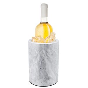 flexzion kitchen tool crock utensil holder and wine cooler chiller, natural white marble 5" x 7" inch, unique one-of-a-kind pattern stone container for spoon, spatula, wine bottle holder creative home
