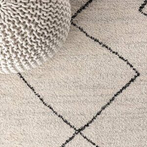 JONATHAN Y MOH203A-8 Zaina Moroccan Beni Souk Indoor Farmhouse Area-Rug Bohemian Minimalistic Geometric Easy-Cleaning Bedroom Kitchen Living Room Non Shedding, 8 X 10, Cream,Black